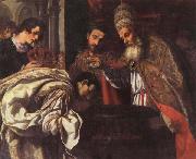 Jacopo Vignali St.Silvester,Pope,Baptizes the Emperor Constantine USA oil painting artist